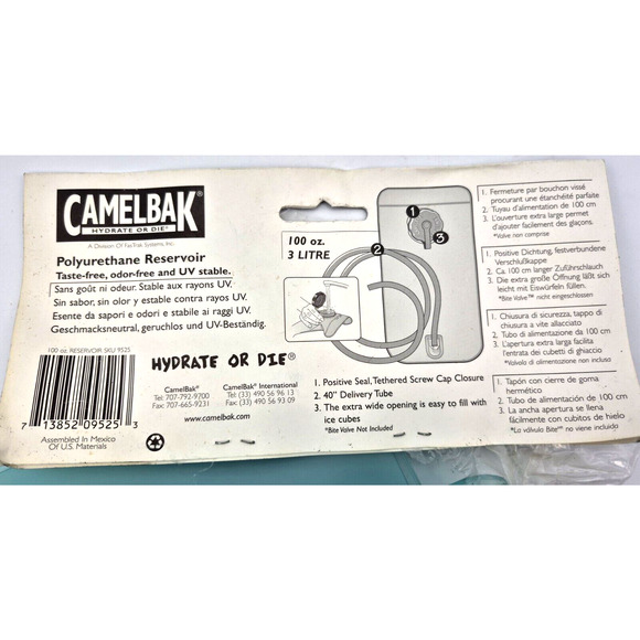 CamelBak 100oz 3 Liter Blue Reservoir Bladder LOT of 3 Tethered Screw Cap Unused - Picture 5 of 9
